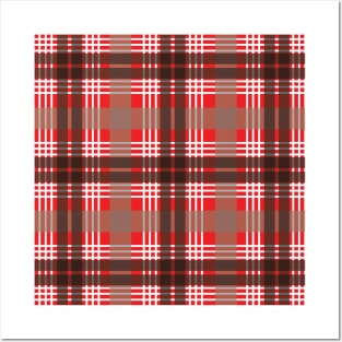 Red, Black and White Scottish Tartan Style Design Posters and Art